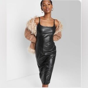 NWT Women's Faux Leather Slip Dress - Wild Fable Size Medium